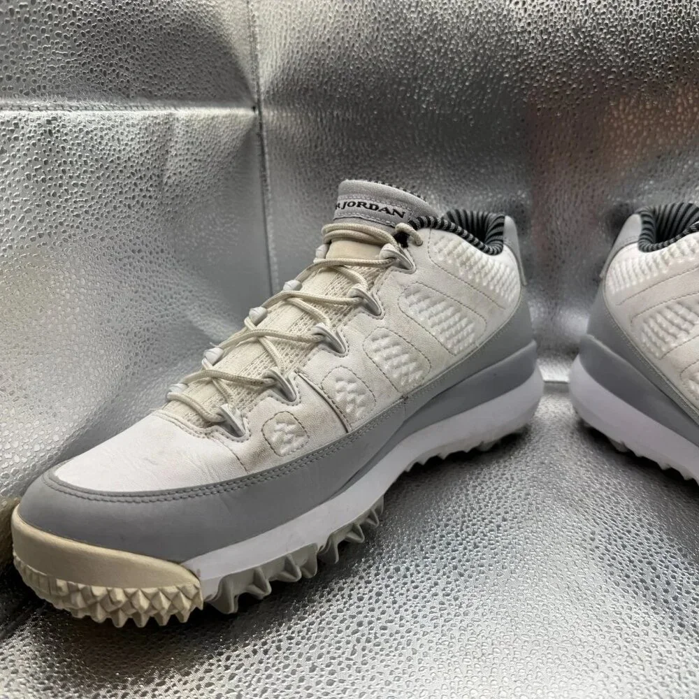 Size 11 Nike Air Jordan Retro 9 White‎ Wolf Gray Mens Golf Sneakers 833798-103
